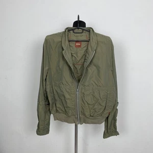 Men’s Vintage Hugo Boss Bomber Jacket Nylon Khaki Size M Rare Streetwear - Picture 1 of 10