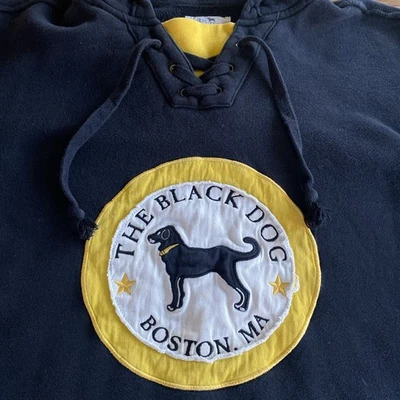 Толстовка с капюшоном черная собака мужская размер средний опрятная вышитая Бостон, Массачусетс - Изображение 1 из 4