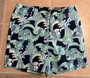 Talbots Floral Paisley Aqua Print Chino Shorts sz 10 New NWT - Picture 1 of 13