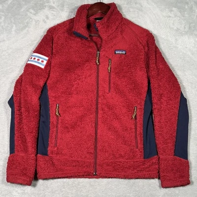 Patagonia Fleece Jacket Mens Medium Red Los Gatos Full Zip Chicago Flag Patch - Image 1 of 4