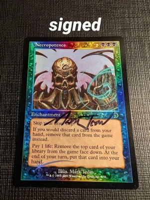 Mtg Necropotence English Version Foil Signed Dkm - Image 1 of 2