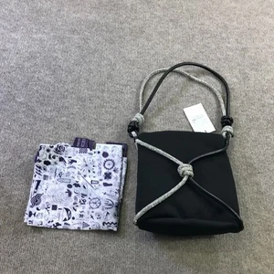 KARA Kriss Kross Bucket Bag Black OS Crossbody Purse Silver Rope Strap New Tags - Picture 1 of 11
