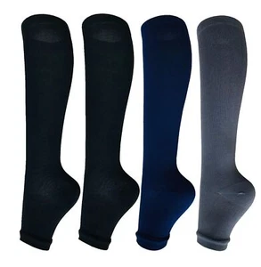 Compression Socks Open Toe 15-20 mmHg 4 Pairs for Women Men Knee High Stockin... - Picture 1 of 6