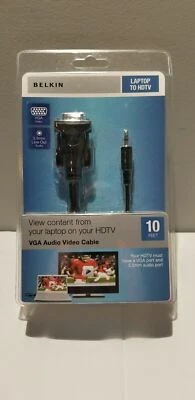BELKIN LAPTOP-TO-HDTV 10 Feet VGA & 3.5mm Audio Port F3S008-10 8830-07632 - NEW - Image 1 of 4