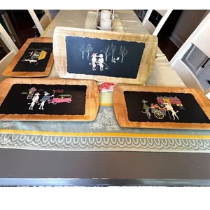  Vier Kentley Buffet Tabletts 1952 MCM Fifi Pepe Pudel Michele Cafe OVP - Bild 1 von 11