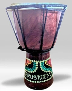 Djembe Trommel ethnische Percussion handbemalt Känguru Holz Ziegenhaut 8,5 groß - Bild 1 von 12