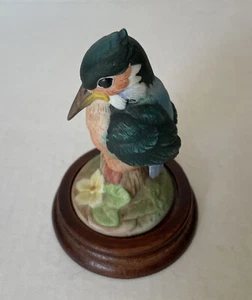 Andrea by Sadek Baby Kingfisher #6350 w/Wooden Base Made In Japan in 1984 - Picture 1 of 6