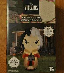 Cruella De Vil 5 pies inflable soplado por aire inflable Arriba Halloween Yard Decoración Nuevo - Imagen 1 de 2