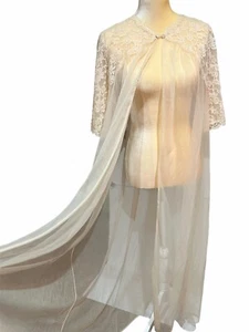 Bata de encaje vintage Vanity Fair Peignoir de nailon de gasa años 50 talla 36 *DefectosLEER - Imagen 1 de 14