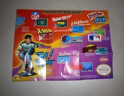 Vintage Nintendo Enteractive Video Games Poster 1987 Rare X-Men Friday The 13th - Image 1 of 2