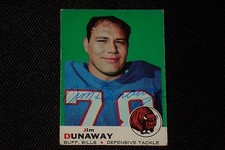 JIM DUNAWAY 1969 TOPPS SIGNED AUTOGRAPHED CARD #10 BUFFALO BILLS