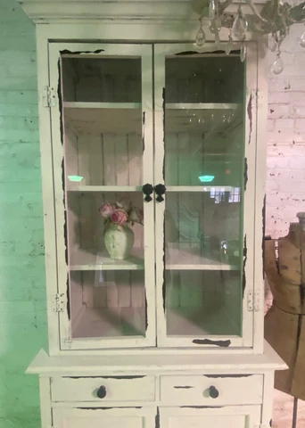Painted Cottage Shabby Chic Romantic Handmade China Cabinet Cover