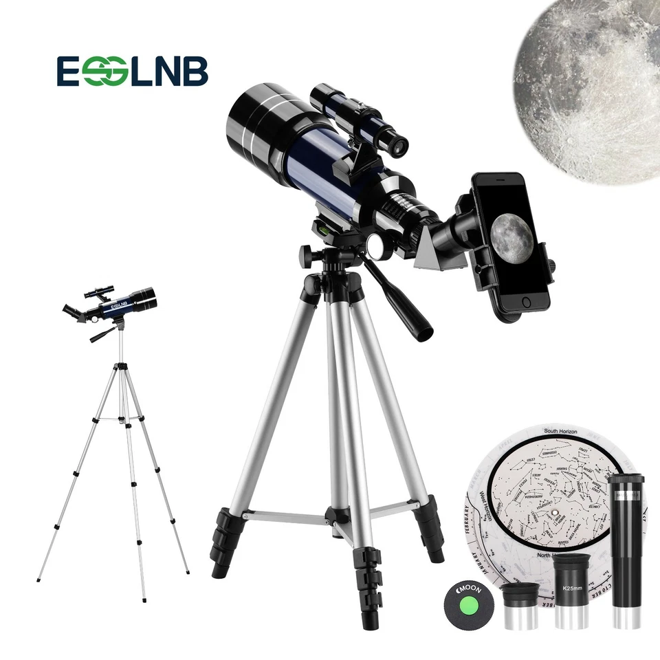 ESSLNB 180X Teleskop Astronomie Refraktor 3X Barlow-Linse Mit Stativ 70mm - Bild 1 von 4