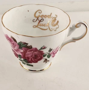 Royal Ardalt Bone China Tea Cup England Roses Pink #2086 Good Luck Cup Only - Picture 1 of 8