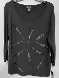 NY Collection Pullover schwarz Strick Damen Größe X verziert ungetragen mit Etikett - Bild 1 von 8