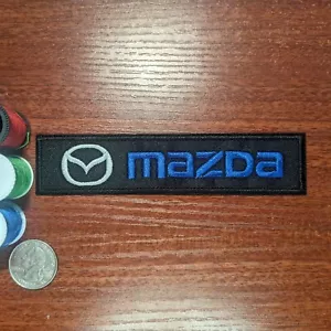 Mazda Patch Logo Japanese Cars Motorsport Embroidered Iron On 1x5.25" - Picture 1 of 3