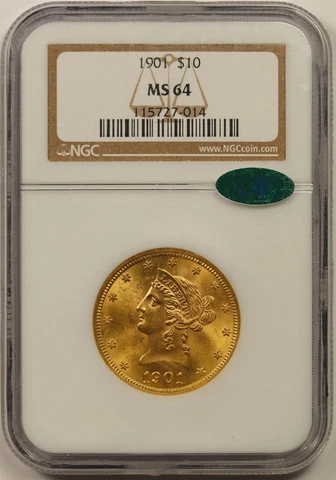 1901 $10 NGC/CAC MS 64 Liberty Head Gold Eagle Cover