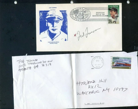 rare  TED TURNER hand signed  LOU GEHRIG  cover GREAT PRICE Cover