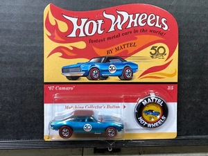 1/64 HOT WHEELS MATTEL 50TH ANNIVERSARY 1967 CHEVROLET CAMARO BLUE & BUTTON 3/5 - Picture 1 of 2