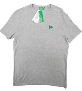 Benetton T-Shirt Ladies Large Gray T-Shirt Pique Cotton Green Sheep🐑 - Picture 1 of 11