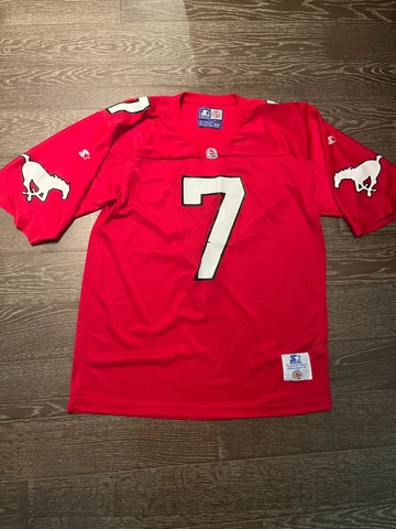 Vintage 1990s STARTER Calgary Stampeders Football Jersey CFL #7 Jeff Garcia READ Cover