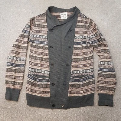 Мужской кардиган All Saints большой серый Oslo воронка шерсть Fair Isle свитер нордический - Изображение 1 из 4