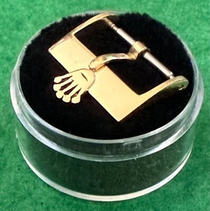 Used Vintage ROLEX 18k GOLD 16mm Logo Buckle LGE CROWN 750 ROLEXSA SWISS 1968 - Picture 1 of 11
