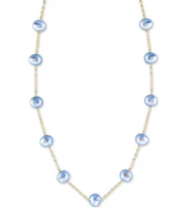 NEW! Dyed Blue Freshwater Pearl In 14K Gold/ $550 - Picture 1 of 4