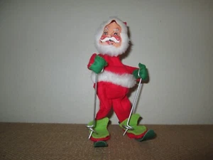 Vintage 1971 ANNALEE Mobility Santa Clause on Skis  Ski Poles Skiing - Picture 1 of 6