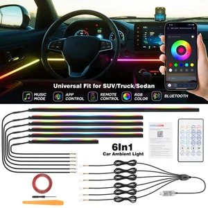Tiras LED acrílicas de luz ambiente decoración interior coche RGB APP control remoto - Imagen 1 de 9