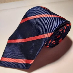 Turnbull Asser Repp Tie Mens 58x3.5 Navy Blue Preppy 100% Silk Designer Luxury - Picture 1 of 7
