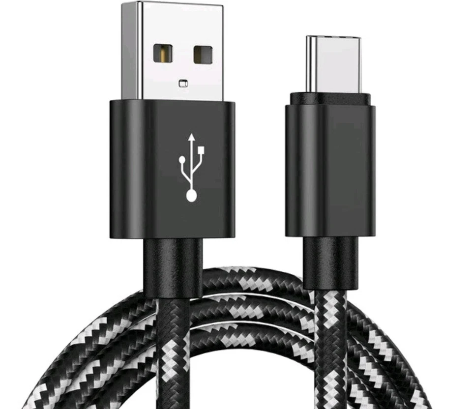 3M Long Type C  Nylon Braided USB Charger Cable Data For iPhone SAMSUNG SONY LG - Image 1 of 3