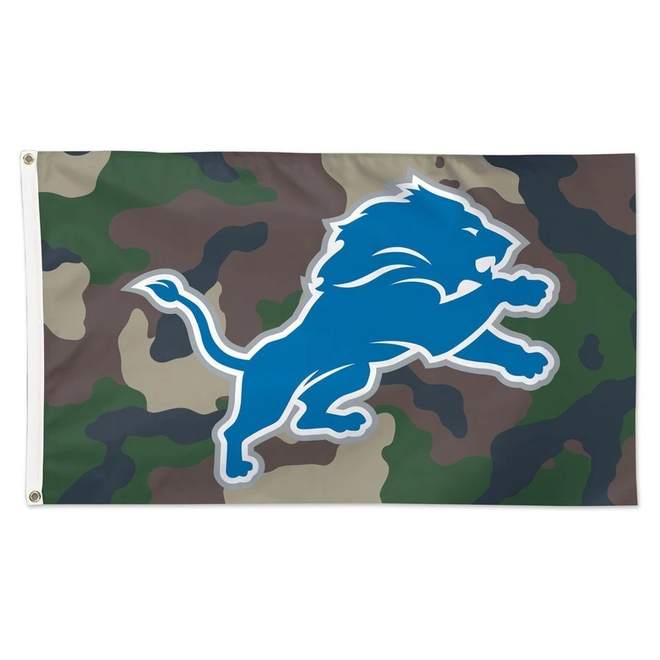 Bandera de camuflaje de 3x5 pies para fanáticos del fútbol americano Detroit Lions - Bandera de regalo ideal de la NFL Foto 1 de 1