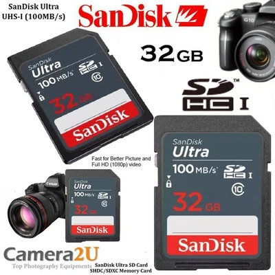 32GB SanDisk Ultra SD Memory Card SDHC SDXC Class 10 UHS-I For Digital Cameras - Image 1 of 3