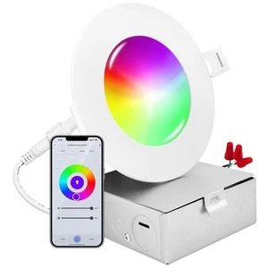 Luxrite 4 Inch Smart LED Recessed Light RGBW Color Changing WiFi + Voice Control - Picture 1 of 7