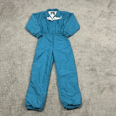 Roffe Ski Suit One Piece Snowsuit Full Zip Vintage Womens 14 Aqua Blue 80’s 90’s - Image 1 of 4