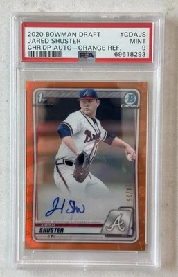 Jared Shuster bowman chrome auto Orange /25 Atlanta Braves White Sox Auto PSA 9  - Image 1 of 2