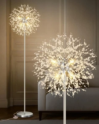 Crystal Floor Lamp for Living Room, Standing Lamp with On/Off Foot Switch, Ch... - Image 1 of 4