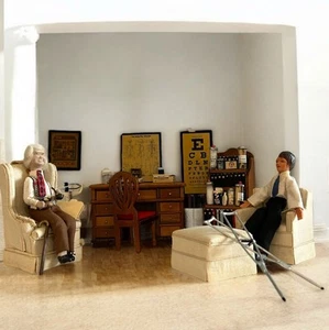 Artisan Dollhouse White Wingback Chair, Armchair + Ottoman & Doll Doctor Office - Picture 1 of 7