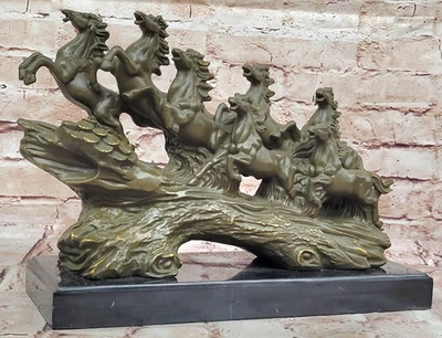 Escultura de bronze oito cavalos galopantes por Milo edição limitada figura animal - Imagem 1 de 4