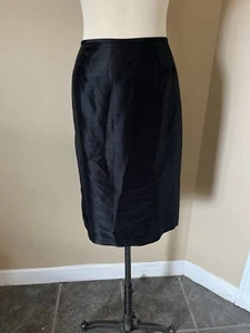 Le Suit Black Skirt Women Size 10 Silk Satin Dressy Business Wedding Modest - Picture 1 of 8