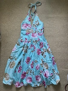 BNWOT Beautiful Joules Dress Size 8 100% Cotton Floral Design Halter Neck - Picture 1 of 9