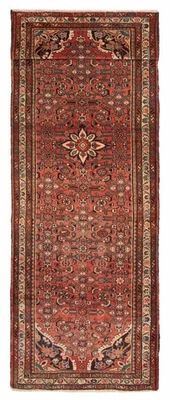 3'7" x 10'9" Vintage Hand-knotted Runner Rug Traditional Oriental Wool Carpet - Image 1 of 4