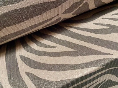 Metallic Spandex Rib Jersey Fabric, Per Metre - Zebra Print - Stone Grey-green - Image 1 of 4