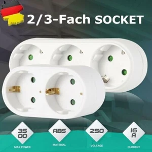 2/3Fach Steckdose EU Steckdosenverteiler Steckdosenlei Mehrfachsteckdose Adapter - Bild 1 von 31