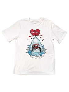Boys White & Red Love Bites Valentine Short Sleeve T-Shirt Tee Shirt XL 14-16 - Picture 1 of 2