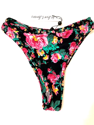 Parte inferior de bikini VS For Love & Lemons negro floral traje de baño rosa talla mediana nuevo con etiquetas Foto 1 de 3
