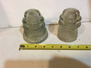 Vintage Lot of 2 Hemingray-16 & 42 Clear Glass Insulators, Good Condition - Picture 1 of 1