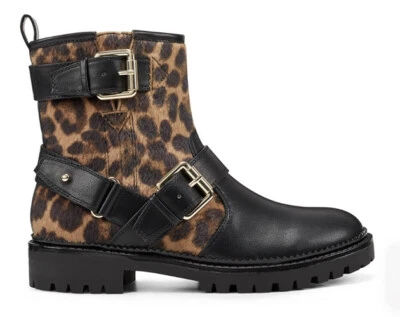 Nine West Faux Leopard Fur & Faux Leather Combat Style Boots Size 5~ New W/ Box - Image 1 of 4