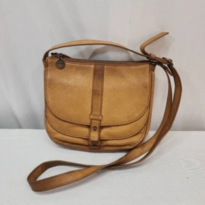 Lucky Brand Small Crossbody Brown Leather Handbag Aged Distressed - Picture 1 of 10